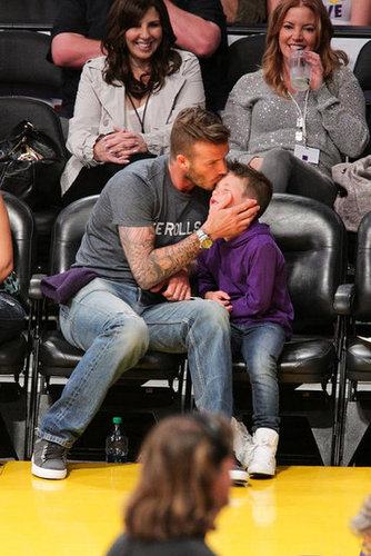 David Beckham and Cruz Beckham watched courtside while the LA Lakers played the Dallas Mavericks at home in April 2012.
David Beckham and Cruz Beckham watched courtside while the LA Lakers played the Dallas Mavericks at home in April 2012.