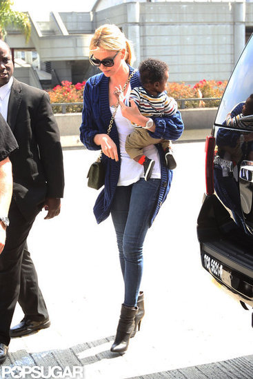 Charlize Theron arrived at the airport in LA with son Jackson.
Charlize Theron arrived at the airport in LA with son Jackson.