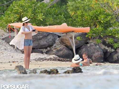 Miranda Kerr photographed her husband Orlando Bloom and son Flynn bloom taking a dip in Bora Bora.
Miranda Kerr photographed her husband Orlando Bloom and son Flynn bloom taking a dip in Bora Bora.
