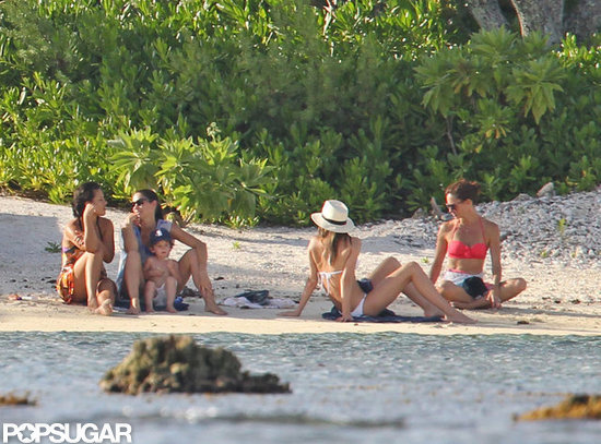 Miranda Kerr relaxed in the sand with husband Orlando Bloom and baby Flynn in Bora Bora.
Miranda Kerr relaxed in the sand with husband Orlando Bloom and baby Flynn in Bora Bora.