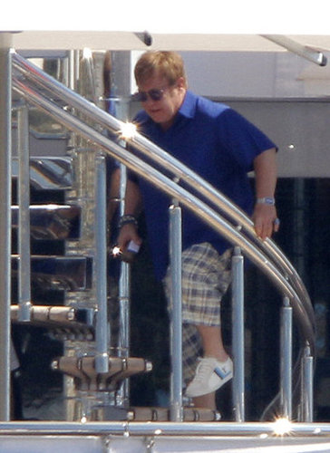 David Furnish boarded a mega-yacht in St. Jean Cap Ferrat in August 2011.
David Furnish boarded a mega-yacht in St. Jean Cap Ferrat in August 2011.