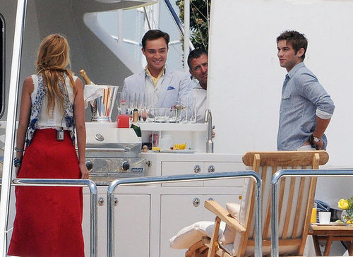 Blake Lively, Chace Crawford, and Ed Westwick filmed for Gossip Girl on a yacht in LA in August 2011.
Blake Lively, Chace Crawford, and Ed Westwick filmed for Gossip Girl on a yacht in LA in August 2011.