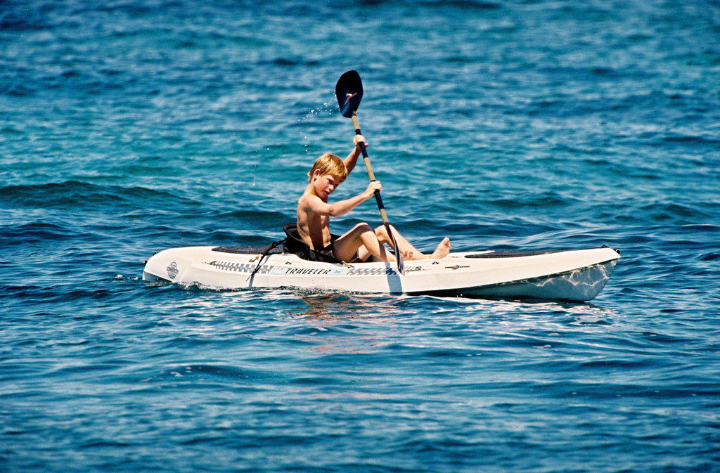 Prince Harry took a solo canoe ride off the coast of St. Tropez during a July 1997 vacation.
Prince Harry took a solo canoe ride off the coast of St. Tropez during a July 1997 vacation.