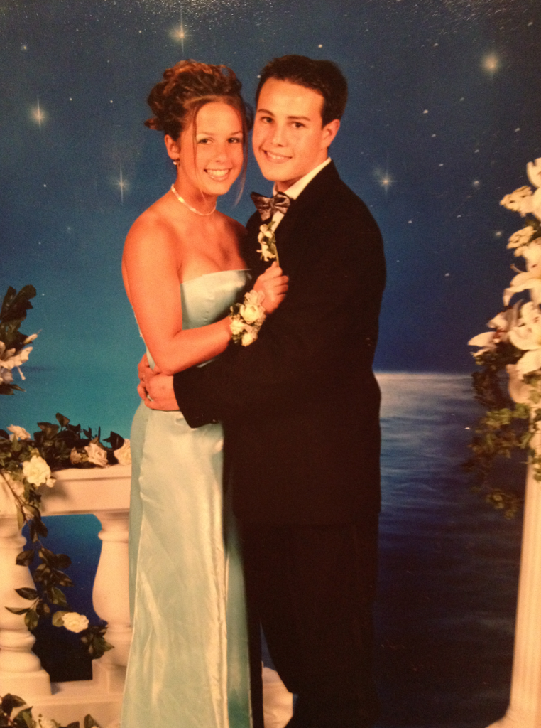 "I believe this was my freshman year with my high school sweetheart — he was a junior, which is how I scored the invite. I was in a big Cache phase for all dance dresses. This one caught my eye because it had a supercool back — the type that ties up like a corset — and I loved the pretty teal color. I definitely went all out for this dance, getting both my hair and makeup done."
— Stacy Hersher, assistant managing editor
"I believe this was my freshman year with my high school sweetheart — he was a junior, which is how I scored the invite. I was in a big Cache phase for all dance dresses. This one caught my eye because it had a supercool back — the type that ties up like a corset — and I loved the pretty teal color. I definitely went all out for this dance, getting both my hair and makeup done."
— Stacy Hersher, assistant managing editor