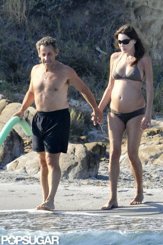 A pregnant Carla Bruni wore a bikini in July 2011 for a visit to Fort de Brégancon, France, with her husband, Nicolas Sarkozy.
A pregnant Carla Bruni wore a bikini in July 2011 for a visit to Fort de Brégancon, France, with her husband, Nicolas Sarkozy.