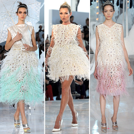 Louis Vuitton's color-dipped feathered frocks had a flirty, youthful appeal.
Louis Vuitton's color-dipped feathered frocks had a flirty, youthful appeal.