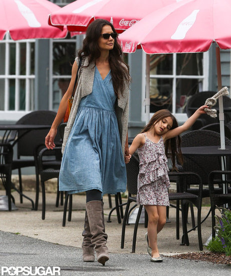 Katie Holmes and Suri Cruise walked in Connecticut together. Katie Holmes and Suri Cruise walked in Connecticut together.