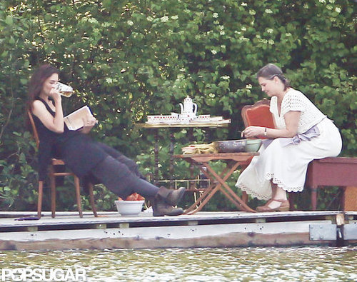 Katie Holmes sat on set with another actress in Connecticut.
Katie Holmes sat on set with another actress in Connecticut.