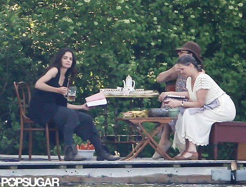 Katie Holmes held a beer on set while shooting a scene.
Katie Holmes held a beer on set while shooting a scene.