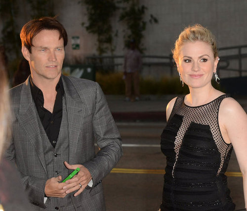 Anna Paquin was glowing as she arrived at the premiere with Stephen Moyer.
Anna Paquin was glowing as she arrived at the premiere with Stephen Moyer.