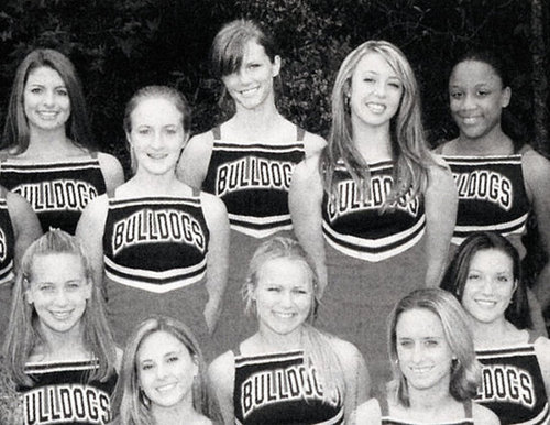Brooklyn Decker, top center, wore a Bulldogs cheer uniform before taking on the runway.
Brooklyn Decker, top center, wore a Bulldogs cheer uniform before taking on the runway.