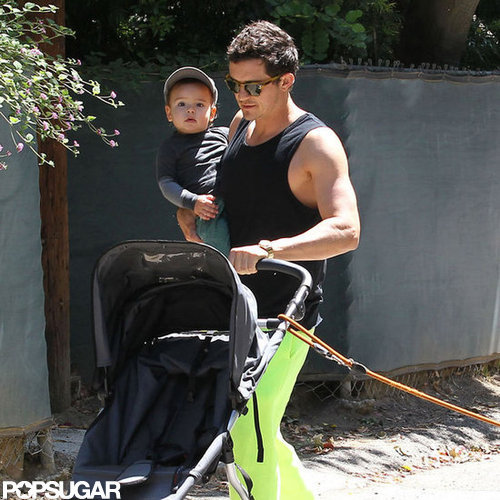 Orlando Bloom out for a walk with Flynn on Father's Day.
Orlando Bloom out for a walk with Flynn on Father's Day.