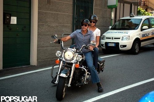 George Clooney went for a motorcycle ride with Stacy Keibler.
George Clooney went for a motorcycle ride with Stacy Keibler.