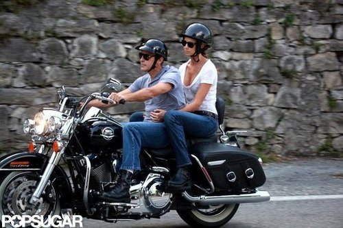 George Clooney went for a motorcycle ride with Stacy Keibler.
George Clooney went for a motorcycle ride with Stacy Keibler.