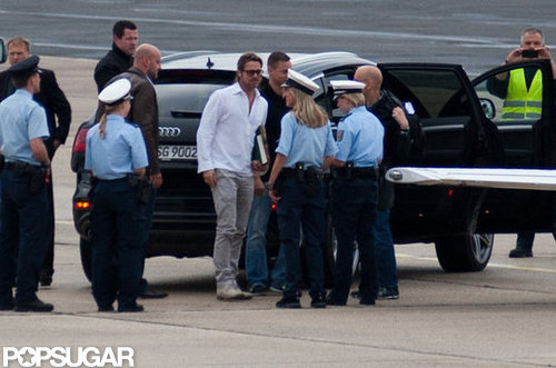 Brad Pitt caught a flight out of Germany.
Brad Pitt caught a flight out of Germany.