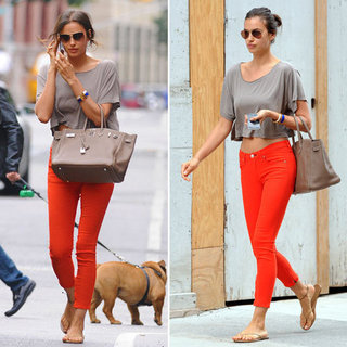 Irina Shayk Shows How To Wear the Cropped Tee and Coloured Jean: Steal her NYC Off-Duty Model Street Style!
