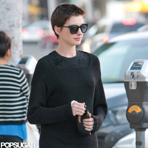 Anne Hathaway was spotted in LA with fiancé Adam Shulman.
Anne Hathaway was spotted in LA with fiancé Adam Shulman.