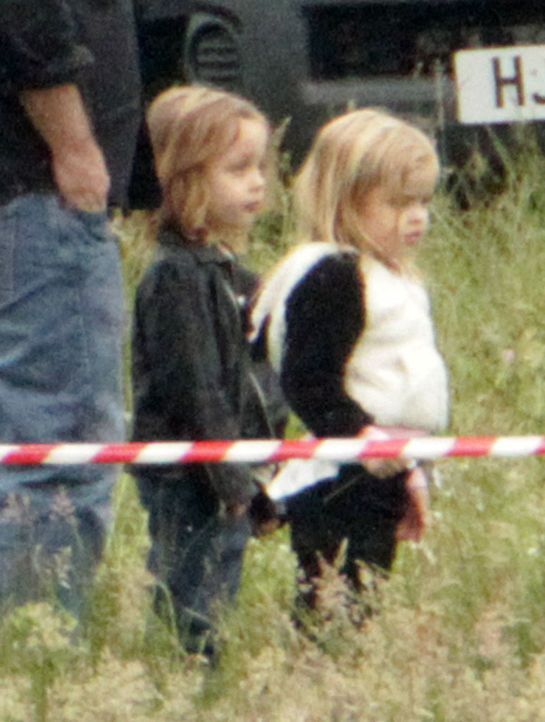 Knox Jolie-Pitt and Vivienne Jolie-Pitt visited mom Angelina Jolie while she was filming on the set of Maleficent in the UK in June 2012.
Knox Jolie-Pitt and Vivienne Jolie-Pitt visited mom Angelina Jolie while she was filming on the set of Maleficent in the UK in June 2012.