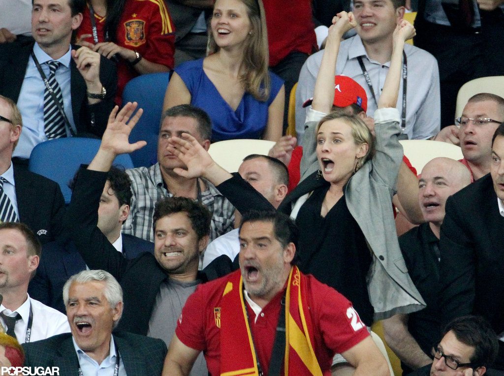 Joshua Jackson and Diane Kruger Cheer on Spain to a European Championship Joshua Jackson and Diane Kruger Cheer on Spain to a European Championship