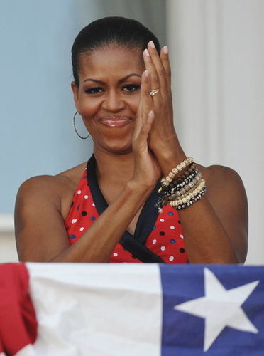 Michelle wore her red, white, and blue best for a 2010 celebration at the White House.
Michelle wore her red, white, and blue best for a 2010 celebration at the White House.