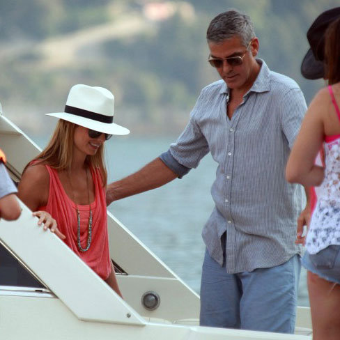 George Clooney and Stacy Keibler Boating in Lake Como