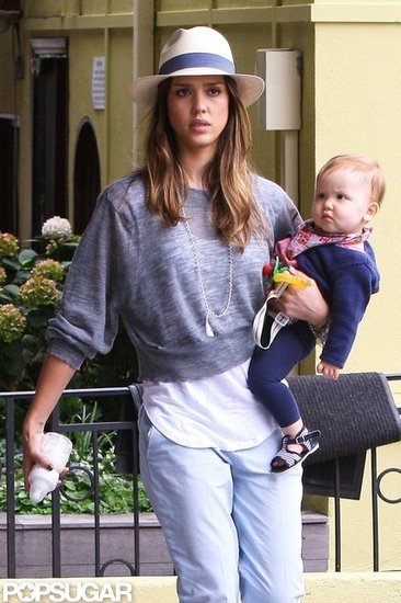 Jessica Alba carried a bottle in one hand and Haven Warren in the other.
Jessica Alba carried a bottle in one hand and Haven Warren in the other.