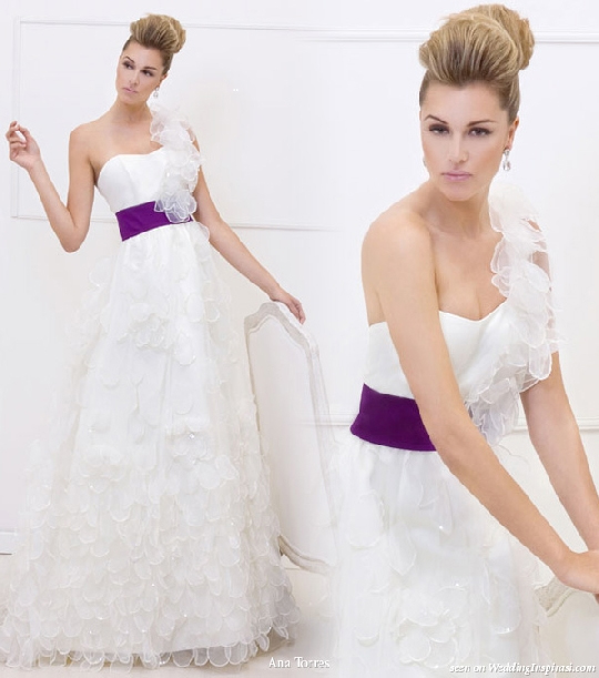 white wedding dresses with purple