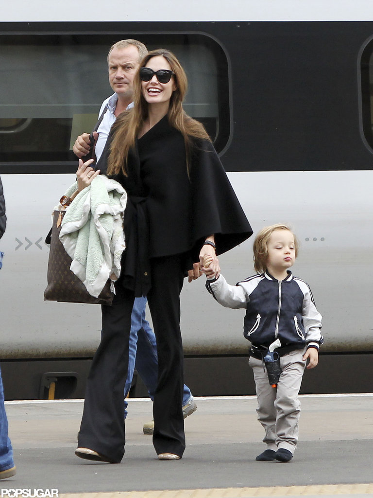 In August 2011, Knox Jolie-Pitt held mom Angelina Jolie's hand while catching a train to Glasgow.
In August 2011, Knox Jolie-Pitt held mom Angelina Jolie's hand while catching a train to Glasgow.
