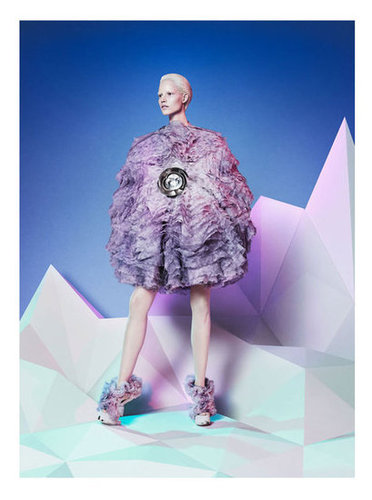 Alexander McQueen's Fall 2012 campaign played up a futuristic landscape and striking silhouettes.
Alexander McQueen's Fall 2012 campaign played up a futuristic landscape and striking silhouettes.