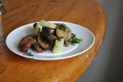 Marinated eggplant and cucumber salad