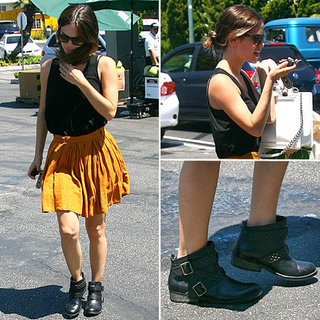 Rachel Bilson Wearing a Skirt and Boots
