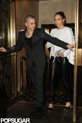 Jennifer Lopez walked out of the doors that Casper Smart held for her in NYC.
Jennifer Lopez walked out of the doors that Casper Smart held for her in NYC.