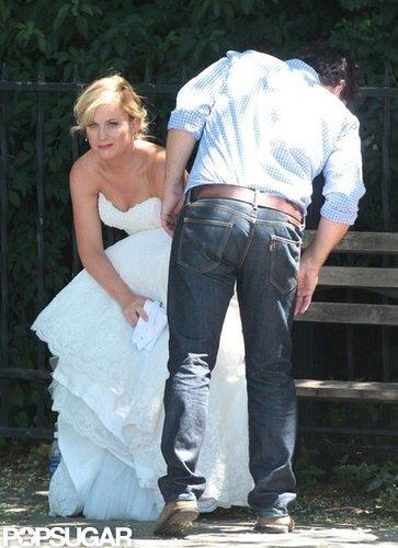 Amy Poehler Gets Close With Pal Paul and Son Archie on Set Amy Poehler Gets Close With Pal Paul and Son Archie on Set