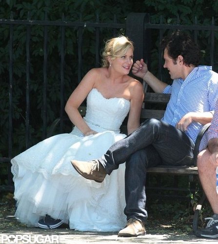 Amy Poehler Gets Close With Pal Paul and Son Archie on Set Amy Poehler Gets Close With Pal Paul and Son Archie on Set