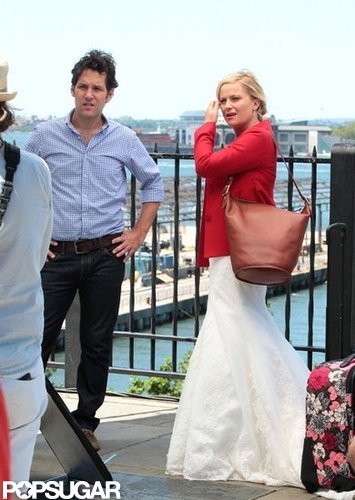 Amy Poehler Gets Close With Pal Paul and Son Archie on Set Amy Poehler Gets Close With Pal Paul and Son Archie on Set