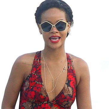 Rihanna Wearing Red One-Piece Swimsuit