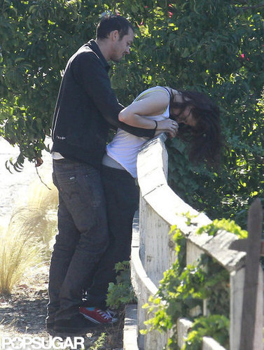 Kristen Stewart held onto Rupert Sanders's hands.
Kristen Stewart held onto Rupert Sanders's hands.