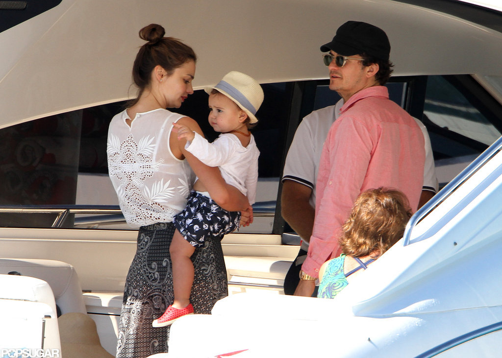 Miranda Kerr and Orlando Bloom boarded a yacht with Flynn. Miranda Kerr and Orlando Bloom boarded a yacht with Flynn.