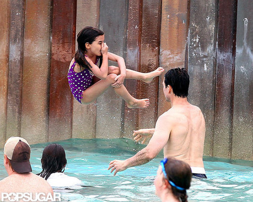 Tom Cruise tossed Suri Cruise at the water park.
Tom Cruise tossed Suri Cruise at the water park.