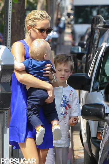 Kate Hudson took Ryder and Bingham out in LA. Kate Hudson took Ryder and Bingham out in LA.
