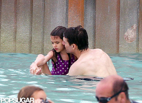 Shirtless Tom Cruise Splashes Around at a Water Park With Suri Shirtless Tom Cruise Splashes Around at a Water Park With Suri
