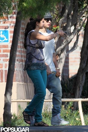 Selena Gomez got a visit from Justin Bieber on the set of her new movie in LA.
Selena Gomez got a visit from Justin Bieber on the set of her new movie in LA.