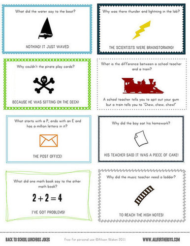 Printable School Lunch Jokes Printable School Lunch Jokes