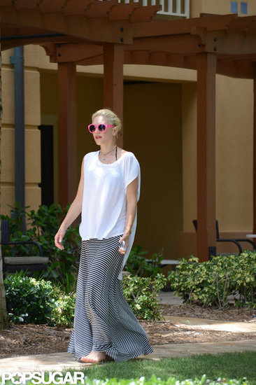 Gwen Stefani covered up her bikini with a maxi skirt.
Gwen Stefani covered up her bikini with a maxi skirt.