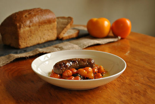 Roasted Tomatoes and Sausages