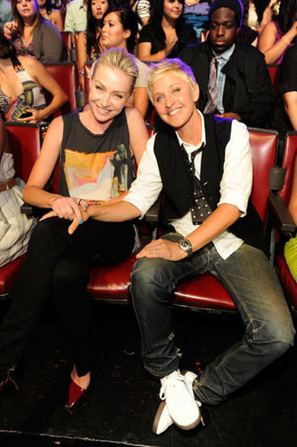 Portia de Rossi and Ellen DeGeneres enjoyed the August 2011 Teen Choice Awards from the front row.
Portia de Rossi and Ellen DeGeneres enjoyed the August 2011 Teen Choice Awards from the front row.