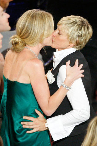 Ellen DeGeneres and Portia de Rossi kissed at the June 2008 Daytime Emmy Awards.
Ellen DeGeneres and Portia de Rossi kissed at the June 2008 Daytime Emmy Awards.