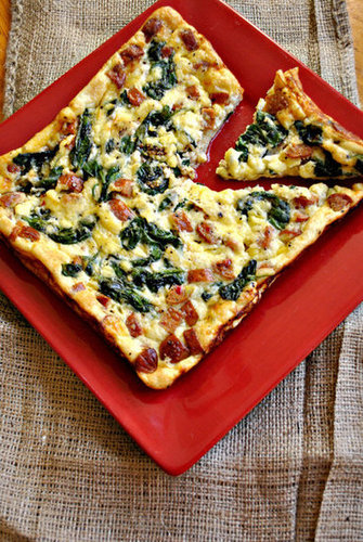 Feta, spinach and sausage crustless quiche