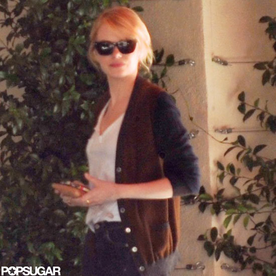 Emma Stone met Andrew Garfield for lunch at LA's Sunset Tower.
Emma Stone met Andrew Garfield for lunch at LA's Sunset Tower.
