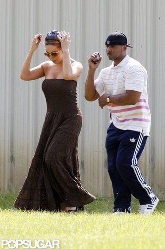 Mariah Carey wore a long brown dress in New Orleans.
Mariah Carey wore a long brown dress in New Orleans.
